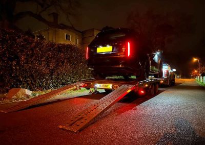 Range Rover on vehicle trailer
